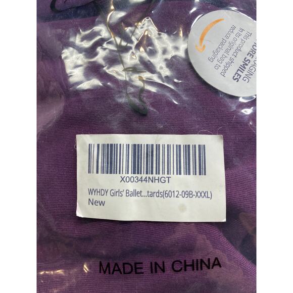 Brand New WYHDY Girls 3X Purple Dance Unitard Leotard Sleeveless One Piece - Picture 5 of 5